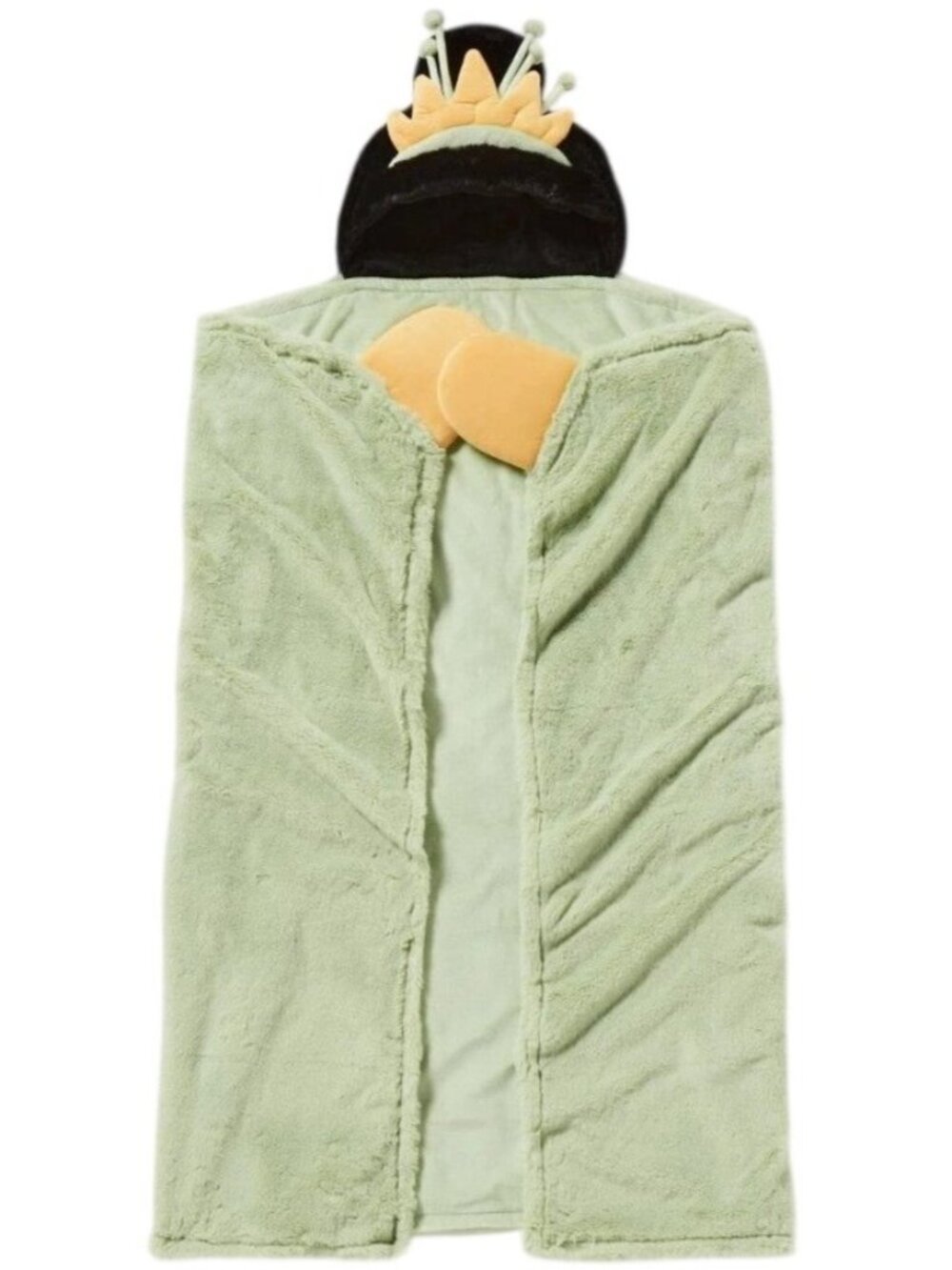 Disney Pillowfort Tiana Hooded Blanket Built-In Hand Mitts 40"x50" Green Yellow